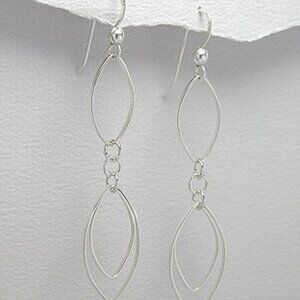 Sterling Silver Triple Pointed Oval Dangle Earrings